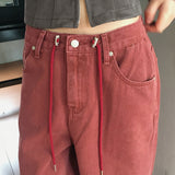 ヌカンストッパーストリングカラーコットンロングワイドパンツ