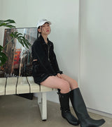 ステッチリネンクロップジャケット/Stitched Linen Crop Jacket (3color)