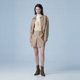 Washed Double Pocket Crop Blouson (Beige)
