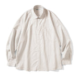 リネンビックオーバーシャツ/Linen Big Overfit Crayon Stripe Shirt S81 Light Beige