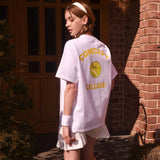 テニスボールクルーネックホワイトユニセックスTシャツ / Tennis ball crew neck white Unisex T-shirt