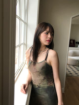 ロエルメッシュロングワンピースセット