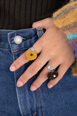 チャビーハートペンダントサージカルオープンリング/Chubby heart pendant surgical open ring (yellow)