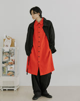 ユニセックスワイドスリーブロングシャツ/unisex wide sleeve long shirts red