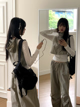 Tabe shirring jogger nylon pants set-up