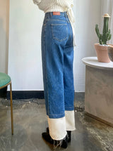 セミワイドフィットデニムパンツ/SEMI WIDE FIT BLUE + WHITE DENIM PANTS [17724]