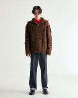 UNISEX MERINO WOOL CABLE KNIT ZIPUP M - MOCHA (6636048285814)