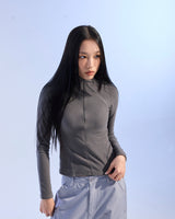FLEECE CROP HALF ZIPUP (CHARCOAL)