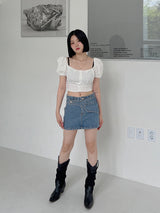 ポップコーンオフショルダーブラウス/Popcorn Off Shoulder Blouse (4color)
