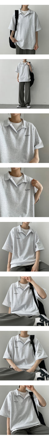 ヒアーズアレタリングカラーショートスリーブシャツ / Here's a lettering collar short-sleeved shirt