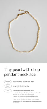 ティニーパールウィズドロップペンダントネックレス/Tiny pearl with drop pendant necklace