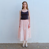 レースヘムフルスカート / LACE HEM FULL SKIRT, PEACH