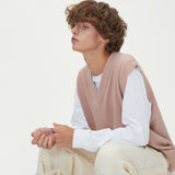 LAMBSWOOL V NECK KNIT VEST_PINK (6611351634038)