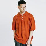 チェーンケーブルカラーハーフニット / CHAIN CABLE COLLAR HALF KNIT ORANGE