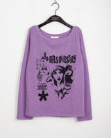 Koga see-through printed boat neck knit t-shirt