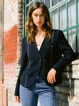ラインノーカラージャケット / Line No-collar Jacket (2colors)