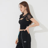 スリーブレスレイヤードクロップTシャツ/TOP(9233)Sleeveless Layered Crop Tee