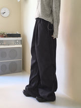 ペルバピンタックシャーリングデニム2WAYロングワイドジョガーパンツ