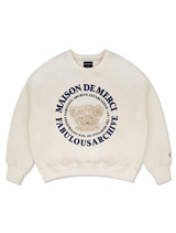 Women's Crop Bear Friends EmboJasu Sweatshirt CreamNavy(FCB3TS355W)
