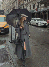 [WOOL 50%/MADE] wool maxi trench mac coat