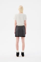 チェリーパターンメッシュミニスカート / CHERRY PATTERN MESH MINI SKIRT [BROWN]
