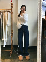 ワイドフィットデニムパンツ/WIDE FIT DARK BLUE DENIM PANTS [17790]