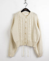 [Wool 15] Illa Twisted Ribbon Strap Long Sleeve Knit Cardigan