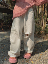 ダメージホワイトワイドパンツ