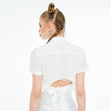 バックオープンリボンストラップシャツ / Back Open Ribbon Strap Shirt [White]