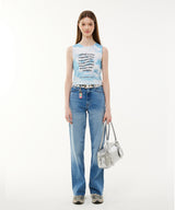 ダブルハートスリーブレスクロップトップ / Double Heart Sleeveless Crop Top _ Blue
