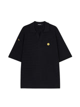 WEAVING PATTERN KNIT PIQUE SHIRT BLACK (6586891468918)