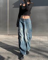 Oval cargo denim pants