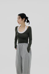 レイヤーUネックTシャツ / Layer U Neck T-shirt (4color)