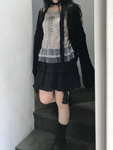 モリガールコルセットパンチングフリルレーススリーブレス