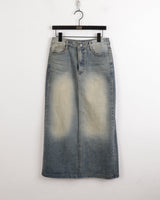 バッキービンテージマキシロングデニムスカート/Bucky Vintage Maxi Long Denim Skirt