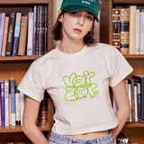 Graffiti Crop T-Shirts Cream