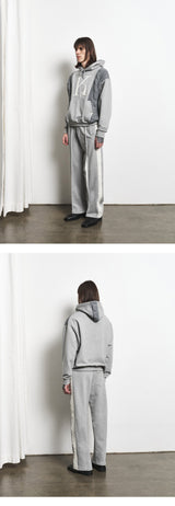 Mixed Fabric Knit KUYRI K Hoodie (Melange Gray)