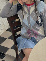 アーガイルルーピーカーディガン /  argyle loopy cardigan