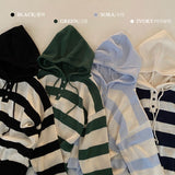 [Domestic production] Custard Burton Hood Stripe Unit, Long Sleeve Knitwear - 4 colors