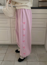 Ribbon Sheep Fleece Jogger Pants (4color)