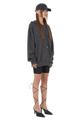 [IHD002-4] SIGNATURE GRAPHIC HOOD ZIP UP CHARCOAL