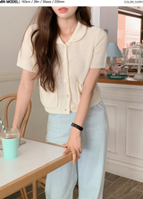 Pocket Knit Short Sleeve Cardigan (4color)