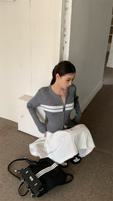 double zip knit cardigan