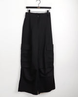 ミンカバッグリボンシャーリングピンタックコットンカーゴパンツ