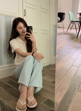 Pocket Knit Short Sleeve Cardigan (4color)