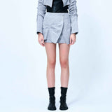スエードミニラップスカート/DOZI - Suede Mini Wrap Skirt _ Light Grey