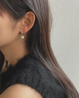 [92.5silver] round pearl one-touch earrings