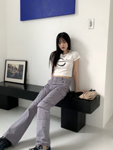 デイジーカーゴセミブーツカットロングコットンパンツ/Daisy Cargo Semi Bootcut Long Cotton Pants