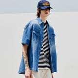 ウォッシュドデニムウェスタンシャツ / WASHED DENIM WESTERN SHIRT BLUE