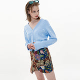 ジャカードスカート / Jacquard Skirt [Blue_Bear+Flower]